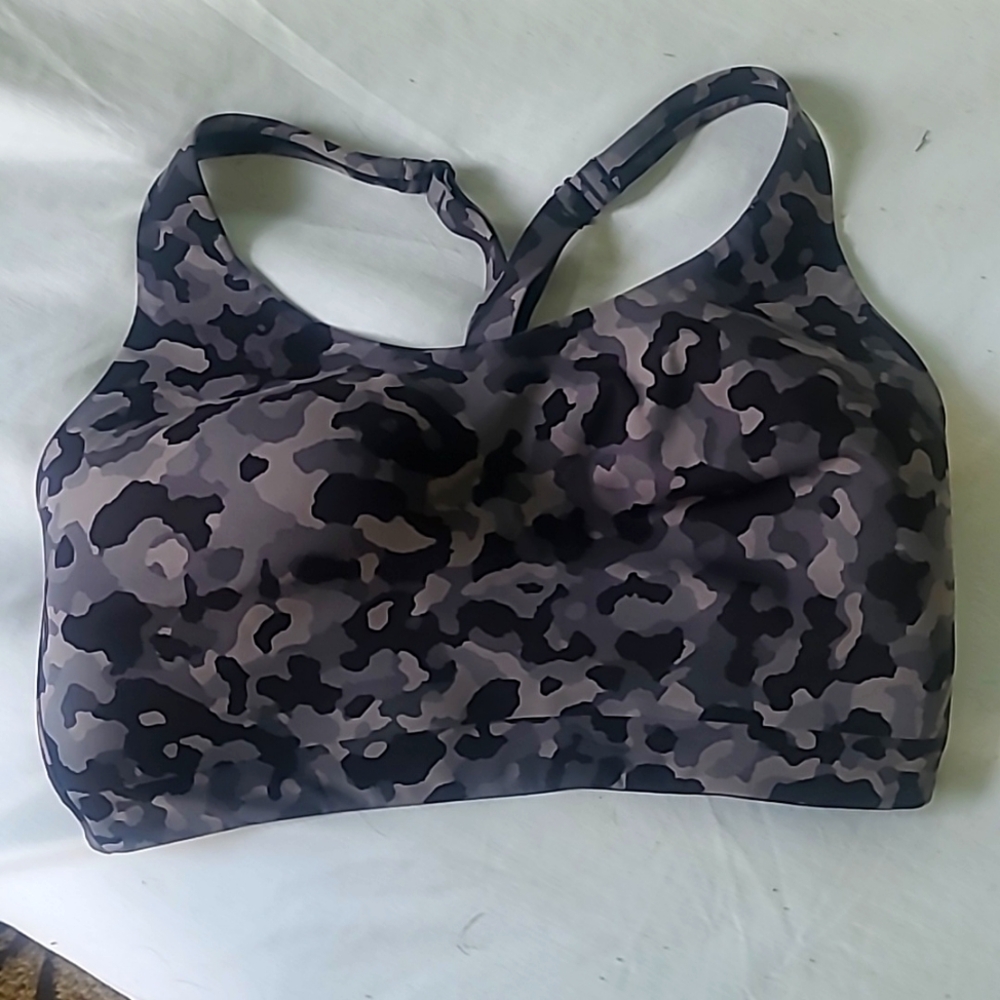 Athleta Womens Black Grey Advance Camo Sports Bra Size 38DD